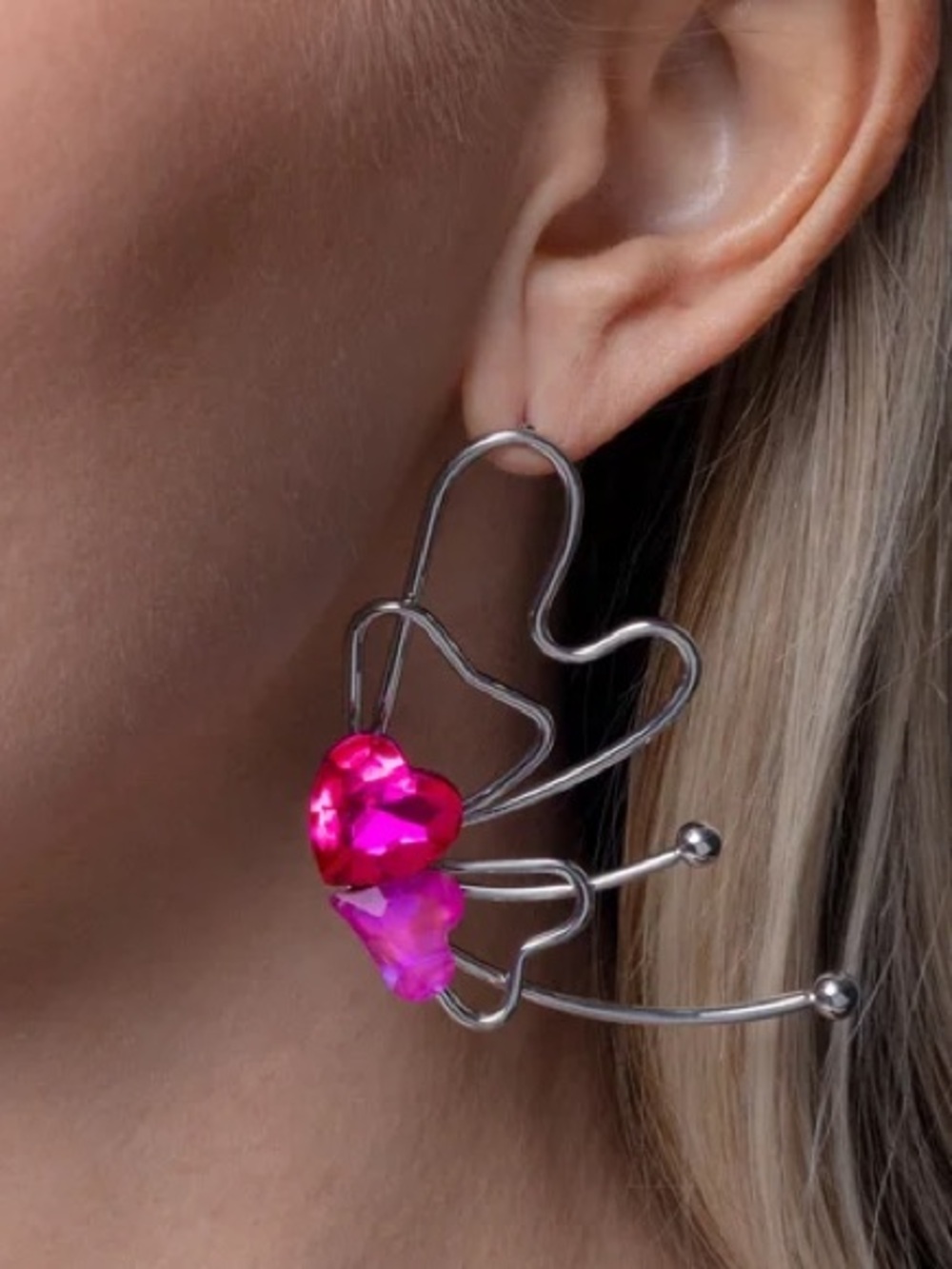 NWT Pink/Silver Butterfly Earrings(Last One)